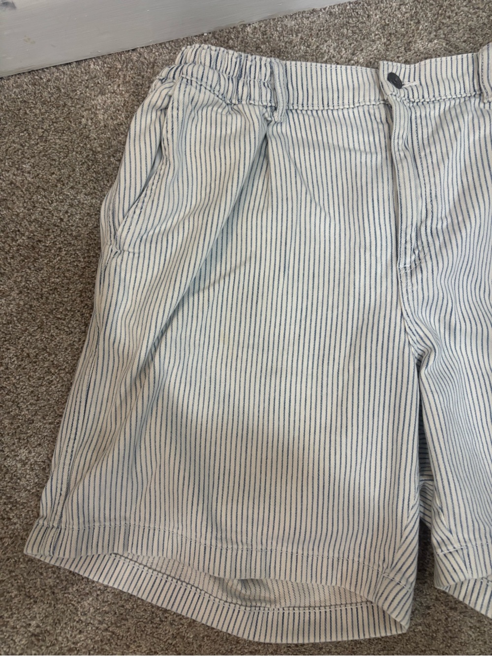 Aerie Blue & White Striped Chambray Casual Shorts Size Large Summer Beachy - Picture 11 of 11